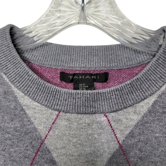 Tahari Argyle Sweater Gray And Purple Women's‎ Medium Soft Stretch Warm - Picture 3 of 6